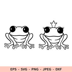 Cute frog Svg Princess File for Cricut Baby Frog Crown Clipart Dxf