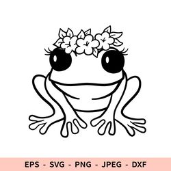 Cute Floral frog Svg File for Cricut Girl Frog Wreath Clipart Dxf