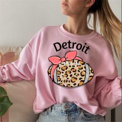 detroit football sweatshirt game day sweater cheetah print game day vibes womens football sweatshirt womens football cre