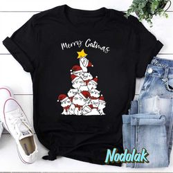 merry catmas funny cats christmas tree xmas gifts for cat lovers t-shirt, christmas shirt, funny cat shirt, merry catmas
