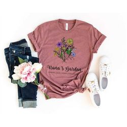 custom grandma shirt, nana's garden shirt, custom birth month flower shirt with grandkids name, gift for grandma, nana s