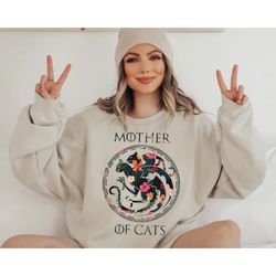 mother of cats sweatshirt | cat sweater, cat hoodies for women, gift for cat mom, womens crewneck, cat mama shirt