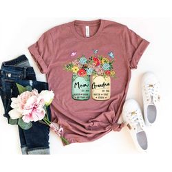 custom grandma shirt, grandma jar flower t-shirt, grandma to be est shirt with kids names, mom grandma mason jars custom