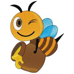 get buzzed with our winking bee and honey jar embroidery design - shop now!, cute animal