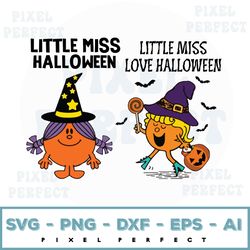 little miss love halloween svg, little miss bundle files, little miss character, little miss sublimation downloads