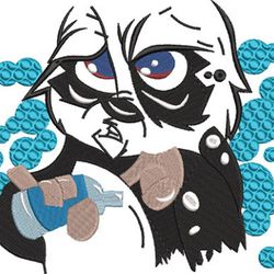 adorable panda runs out of graffiti paint embroidery design - shop now!, cute animal