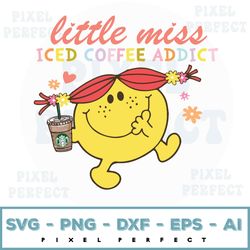 little miss iced coffee svg, little miss sticker svg, little miss png, little miss sublimation, little miss clipart, dig