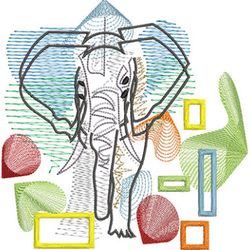 get groovy with our trippy elephant sketch embroidery design - shop now!, cute animal