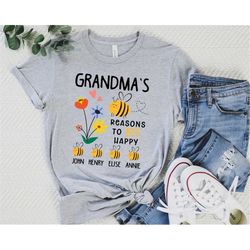 custom grandma shirt, personalized nana shirt with grandkids names, grandmas bee t-shirt, mothers day gift for grandma,