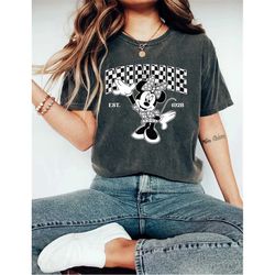 vintage minnie mickey checkered comfort color shirt, disney checkered shirt, disney trip 2023 shirt, family vacation, di