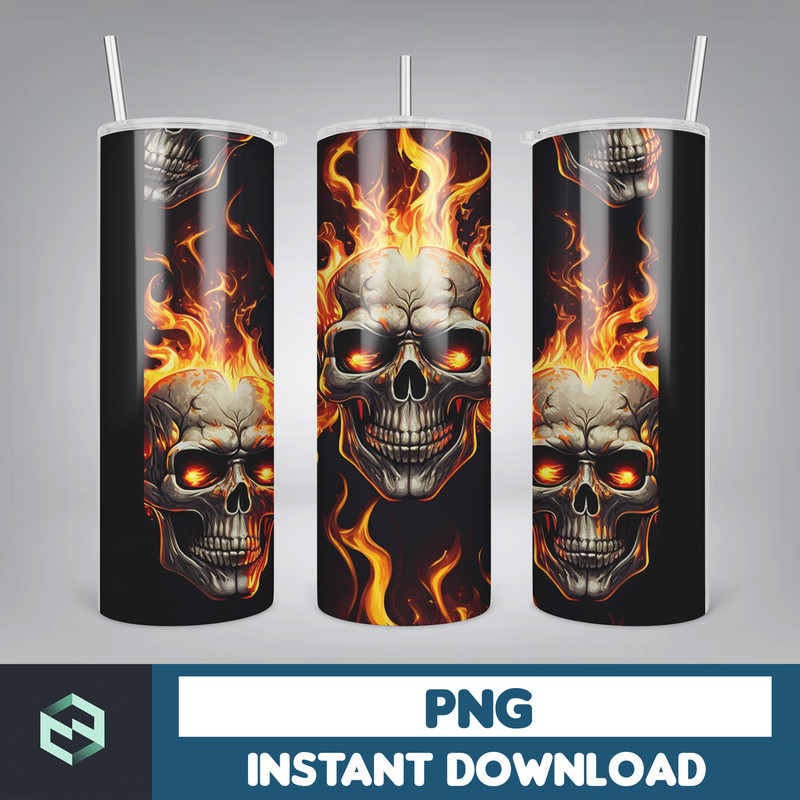 Skull Bundle 20 oz Skinny Tumbler Sublimation Design, Mystical Watercolor Skulls, Digital Download, Straight & Tapered Tumbler Wrap PNG (15).jpg