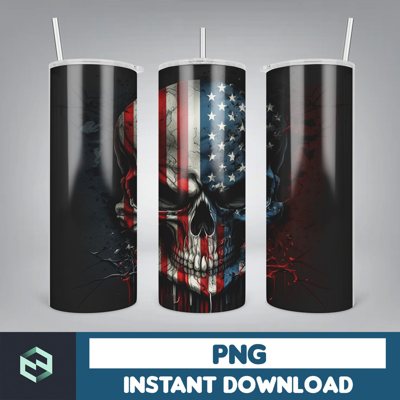 Skull Bundle 20 oz Skinny Tumbler Sublimation Design, Mystical Watercolor Skulls, Digital Download, Straight & Tapered Tumbler Wrap PNG (28).jpg
