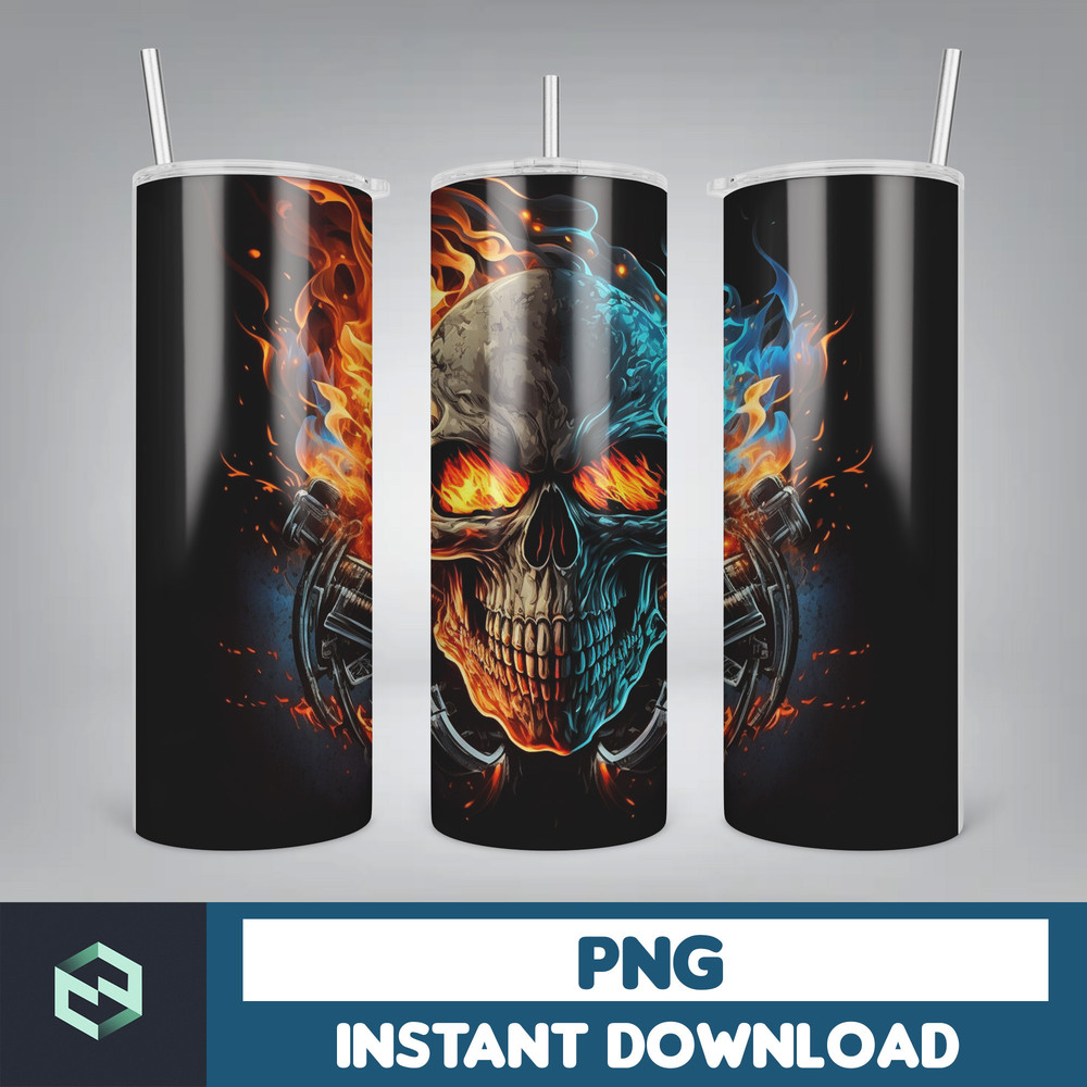 Skull Bundle 20 oz Skinny Tumbler Sublimation Design, Mystical Watercolor Skulls, Digital Download, Straight & Tapered Tumbler Wrap PNG (41).jpg