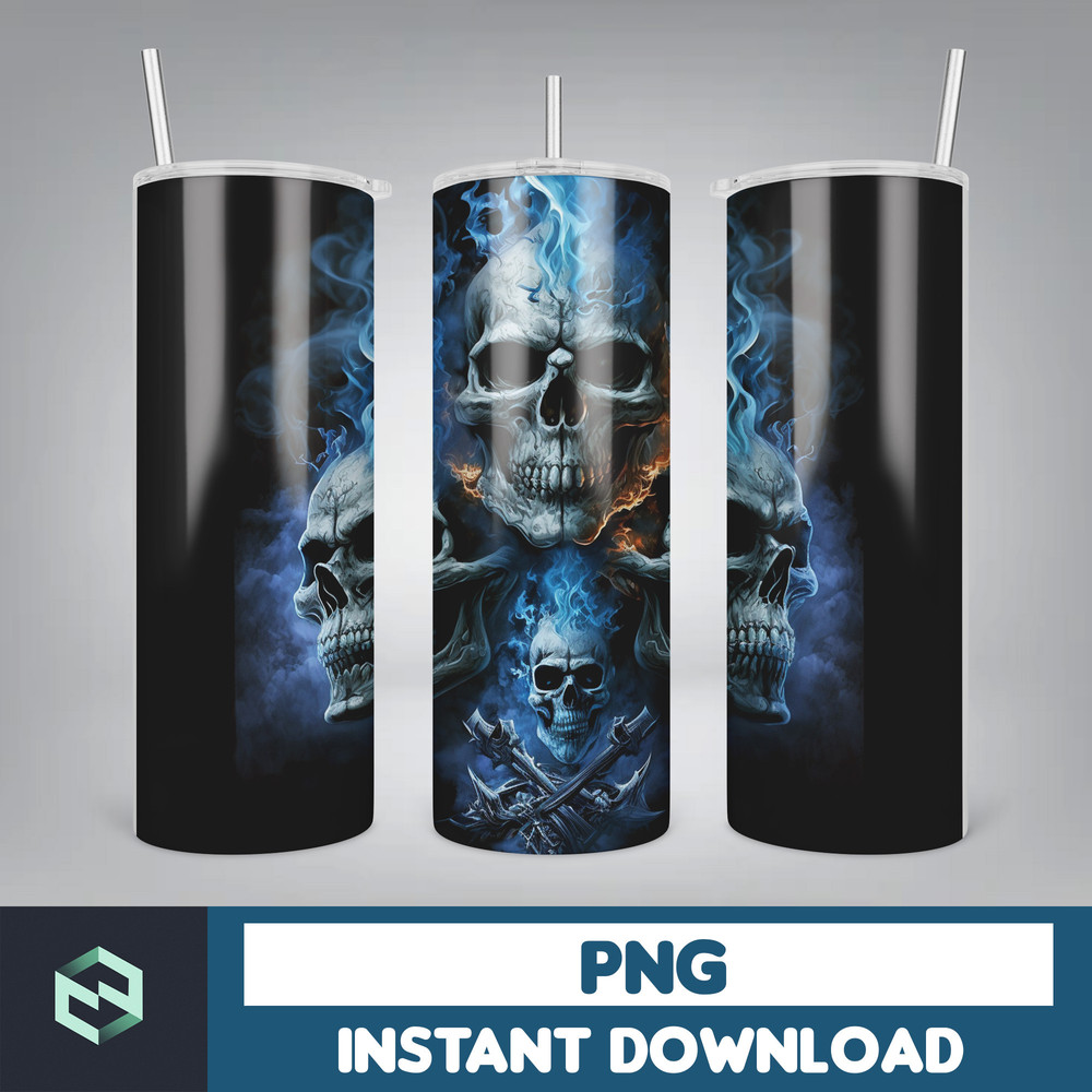 Skull Bundle 20 oz Skinny Tumbler Sublimation Design, Mystical Watercolor Skulls, Digital Download, Straight & Tapered Tumbler Wrap PNG (6).jpg