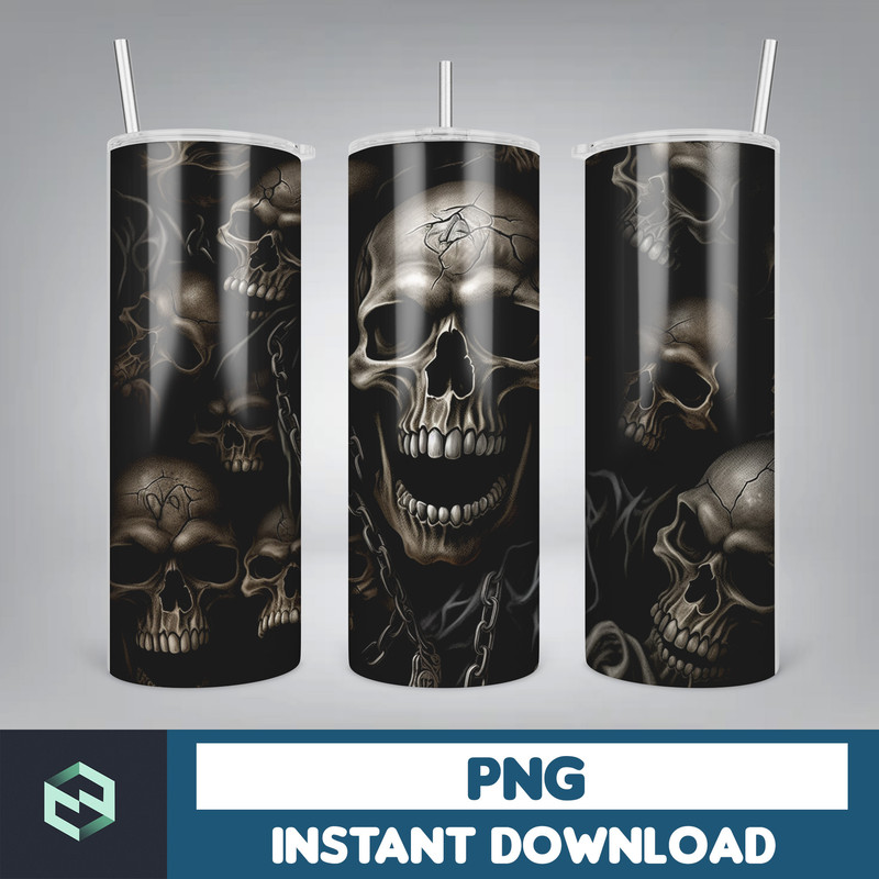 Skull Bundle 20 oz Skinny Tumbler Sublimation Design, Mystical Watercolor Skulls, Digital Download, Straight & Tapered Tumbler Wrap PNG (67).jpg