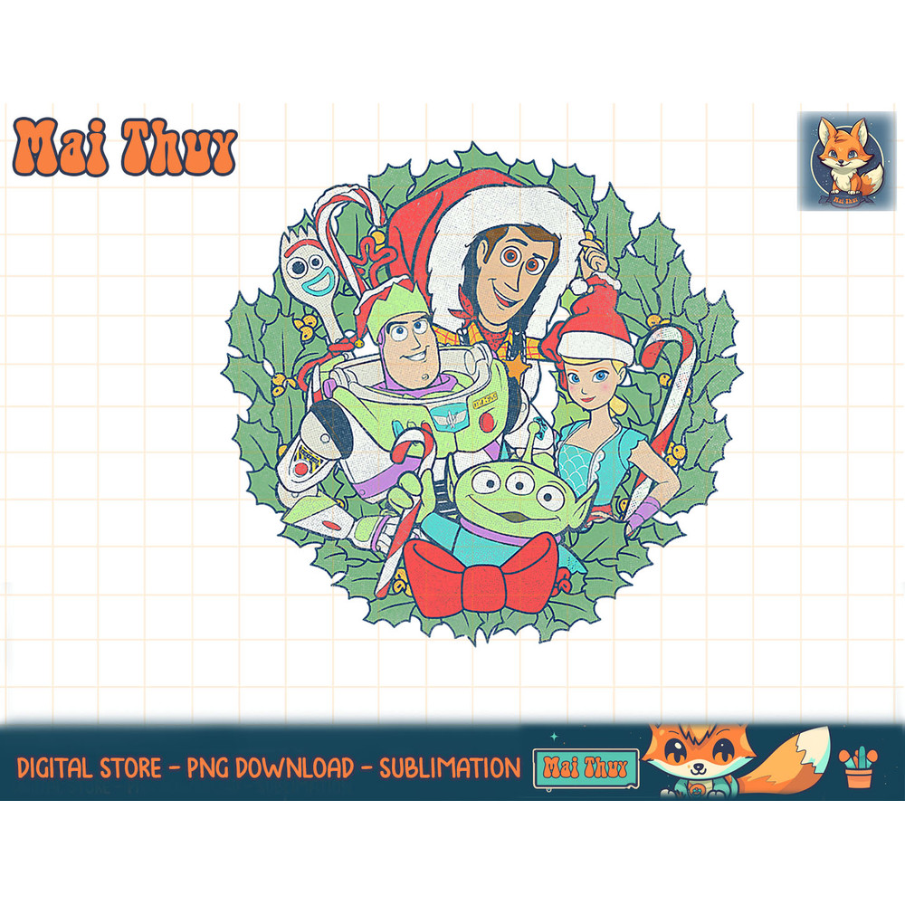 Disney Pixar Christmas Toy Story Group Shot Wreath T-Shirt copy.jpg