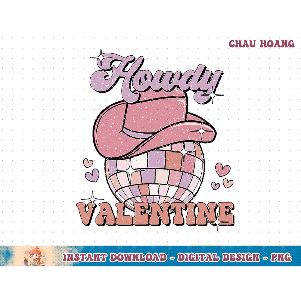 Preppy Cowgirl Howdy Valentine Heart Disco Valentines Day T-Shirt copy.jpg