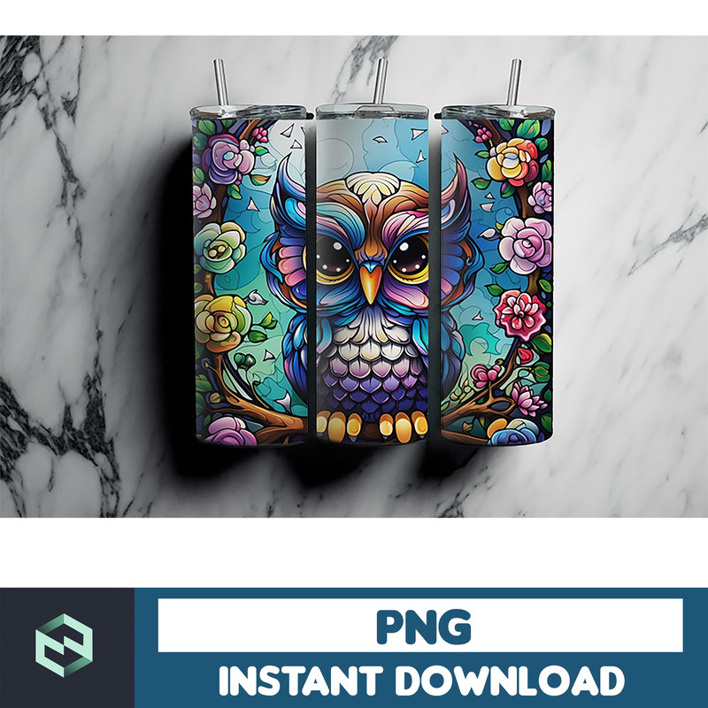 Owl Tumbler, 20 oz Skinny Tumbler Sublimation Design, Bright Neon, Digital Download, Straight & Tapered Tumbler Wrap PNG (102).jpg