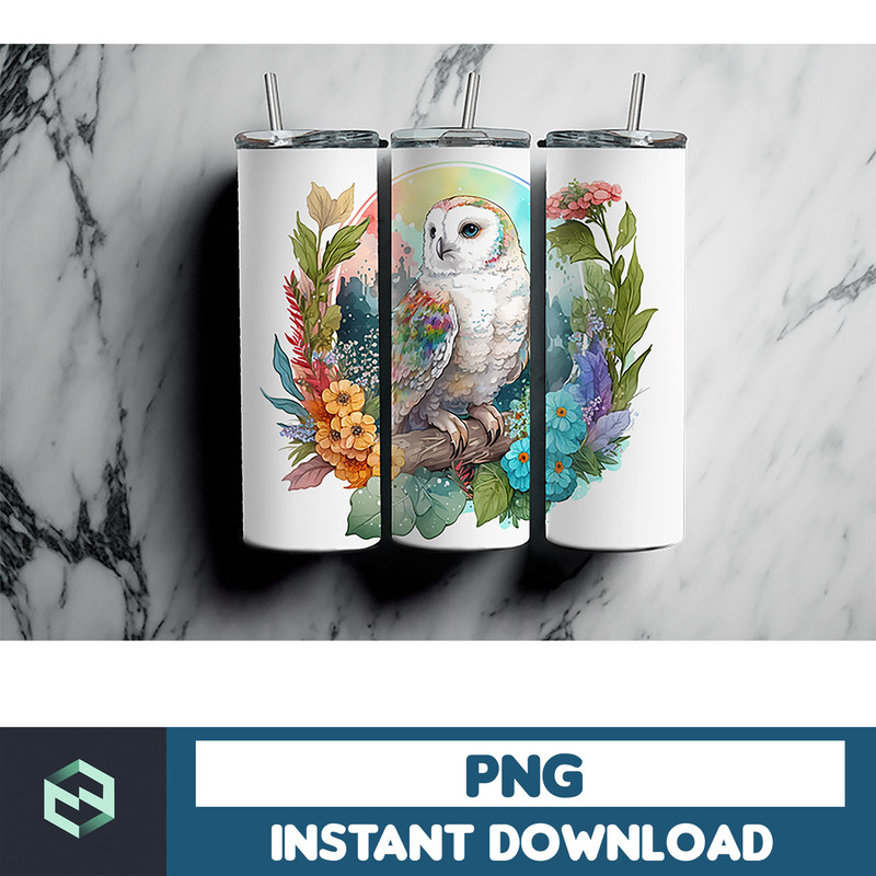 Owl Tumbler, 20 oz Skinny Tumbler Sublimation Design, Bright Neon, Digital Download, Straight & Tapered Tumbler Wrap PNG (108).jpg