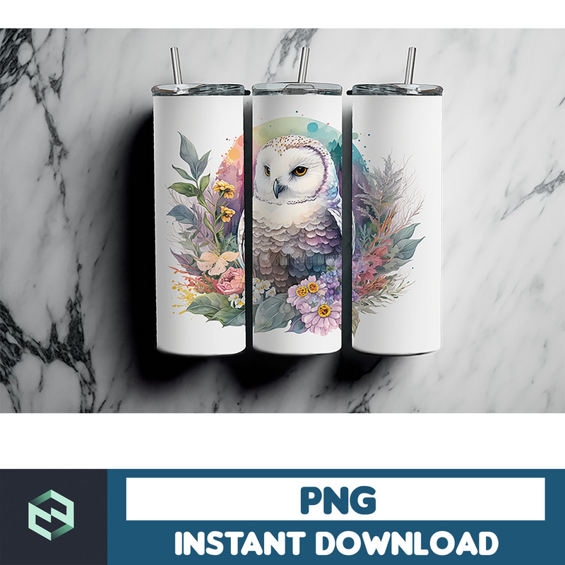 Owl Tumbler, 20 oz Skinny Tumbler Sublimation Design, Bright Neon, Digital Download, Straight & Tapered Tumbler Wrap PNG (109).jpg