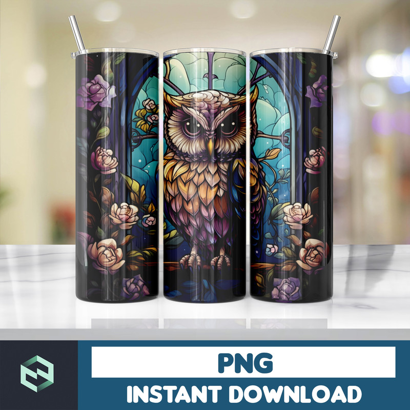 Owl Tumbler, 20 oz Skinny Tumbler Sublimation Design, Bright Neon, Digital Download, Straight & Tapered Tumbler Wrap PNG (117).jpg