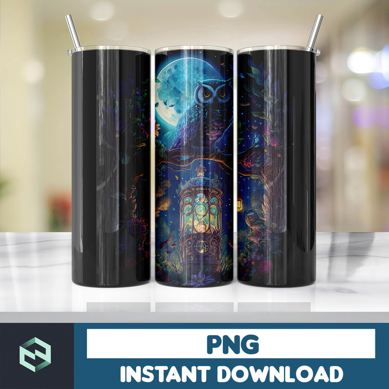 Owl Tumbler, 20 oz Skinny Tumbler Sublimation Design, Bright Neon, Digital Download, Straight & Tapered Tumbler Wrap PNG (131).jpg