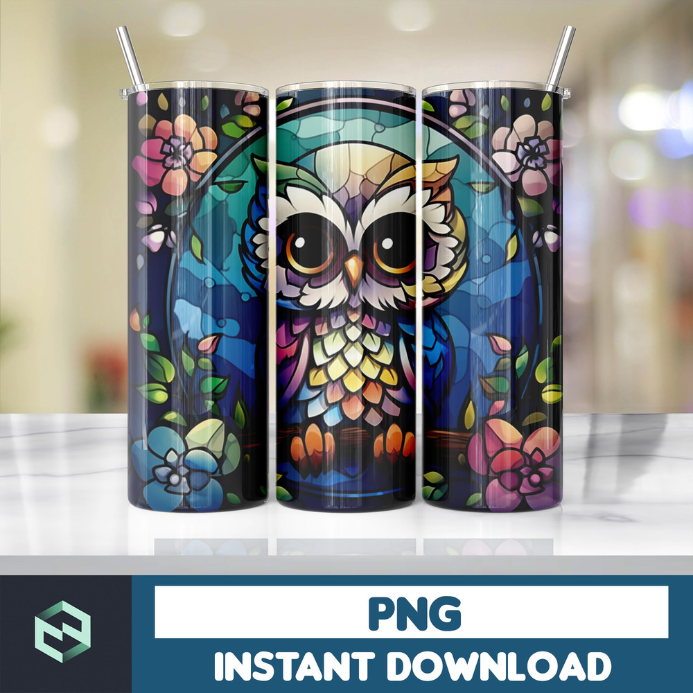 Owl Tumbler, 20 oz Skinny Tumbler Sublimation Design, Bright Neon, Digital Download, Straight & Tapered Tumbler Wrap PNG (152).jpg