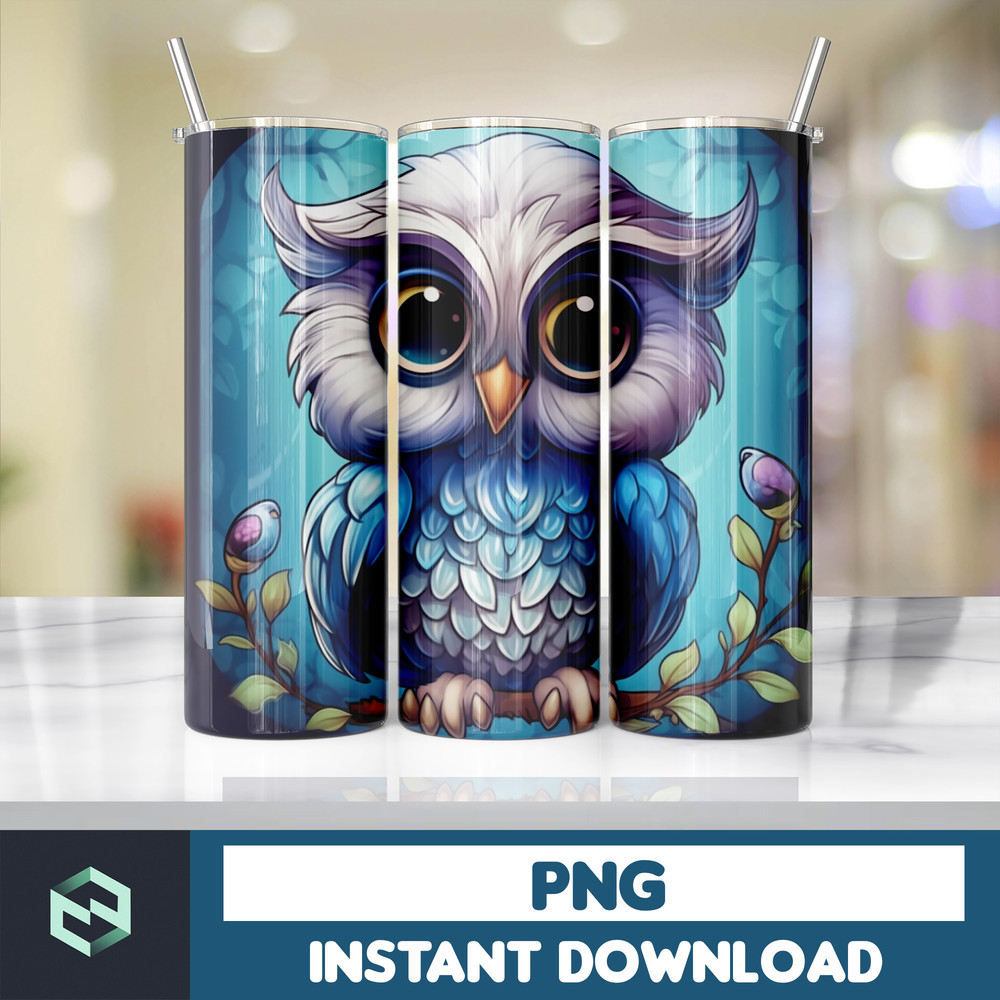 Owl Tumbler, 20 oz Skinny Tumbler Sublimation Design, Bright Neon, Digital Download, Straight & Tapered Tumbler Wrap PNG (153).jpg