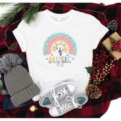 music teacher shirt, gift for music teacher ,music is my jam rainbow t-shirt for women, instrumental teachers outfit