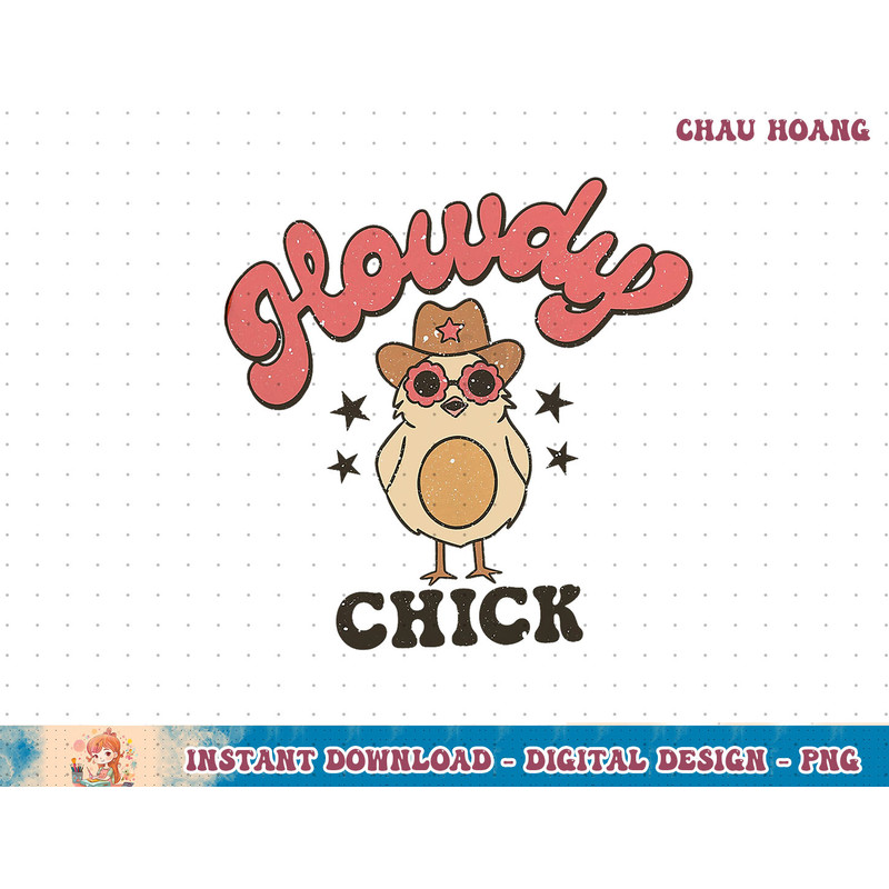 Retro Groovy Howdy Chick Vintage Western Cowboy Easter Day T-Shirt copy.jpg