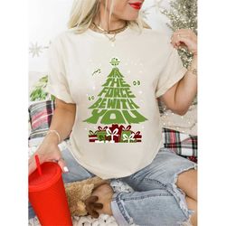 may the force be with you christmas shirt, christmas tree shirt, disney christmas shirt,star wars christmas