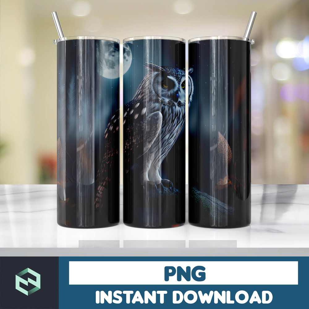 Owl Tumbler, 20 oz Skinny Tumbler Sublimation Design, Bright Neon, Digital Download, Straight & Tapered Tumbler Wrap PNG (226).jpg