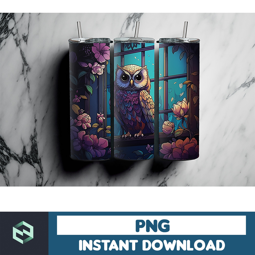 Owl Tumbler, 20 oz Skinny Tumbler Sublimation Design, Bright Neon, Digital Download, Straight & Tapered Tumbler Wrap PNG (25).jpg