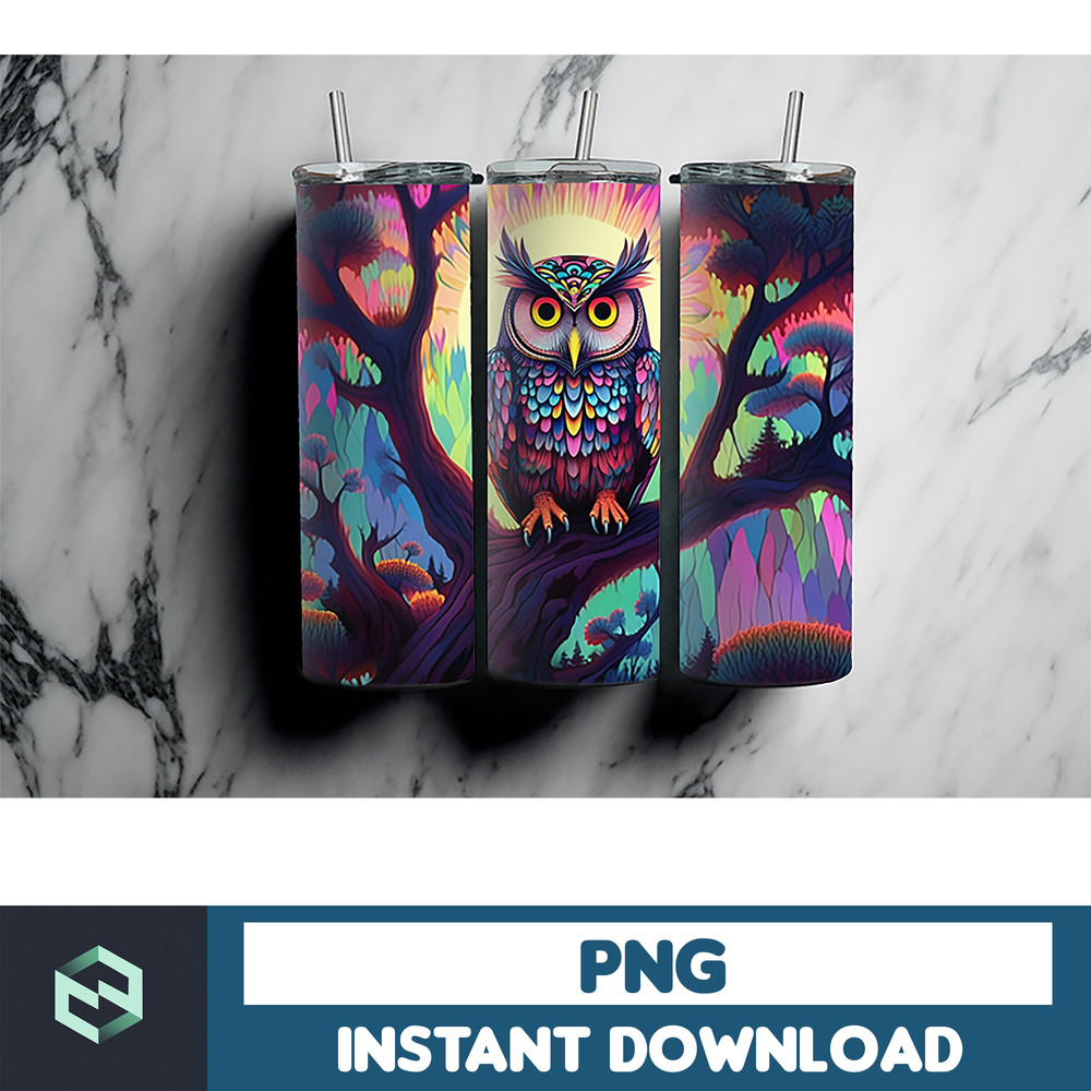 Owl Tumbler, 20 oz Skinny Tumbler Sublimation Design, Bright Neon, Digital Download, Straight & Tapered Tumbler Wrap PNG (36).jpg