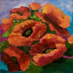 poppy painting original artwork small oil painting flowers art floral wall art colorful painting original small art
