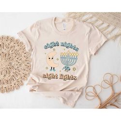 Eight Nights Eight Lights Shirt, Hanukkah Party Shirt For Kids, Festival Of Light Shirt, Hanukkah Menorah Gift, Jewish R