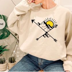 camping hoodies and sweaters, hiking long sleeve shirt, camp gifts, gifts for him, adventure crewneck sweatshirt, mounta