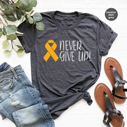 cancer fighter t-shirt, childhood cancer crewneck sweatshirt, gold cancer ribbon shirt, cancer survivor gifts, awareness