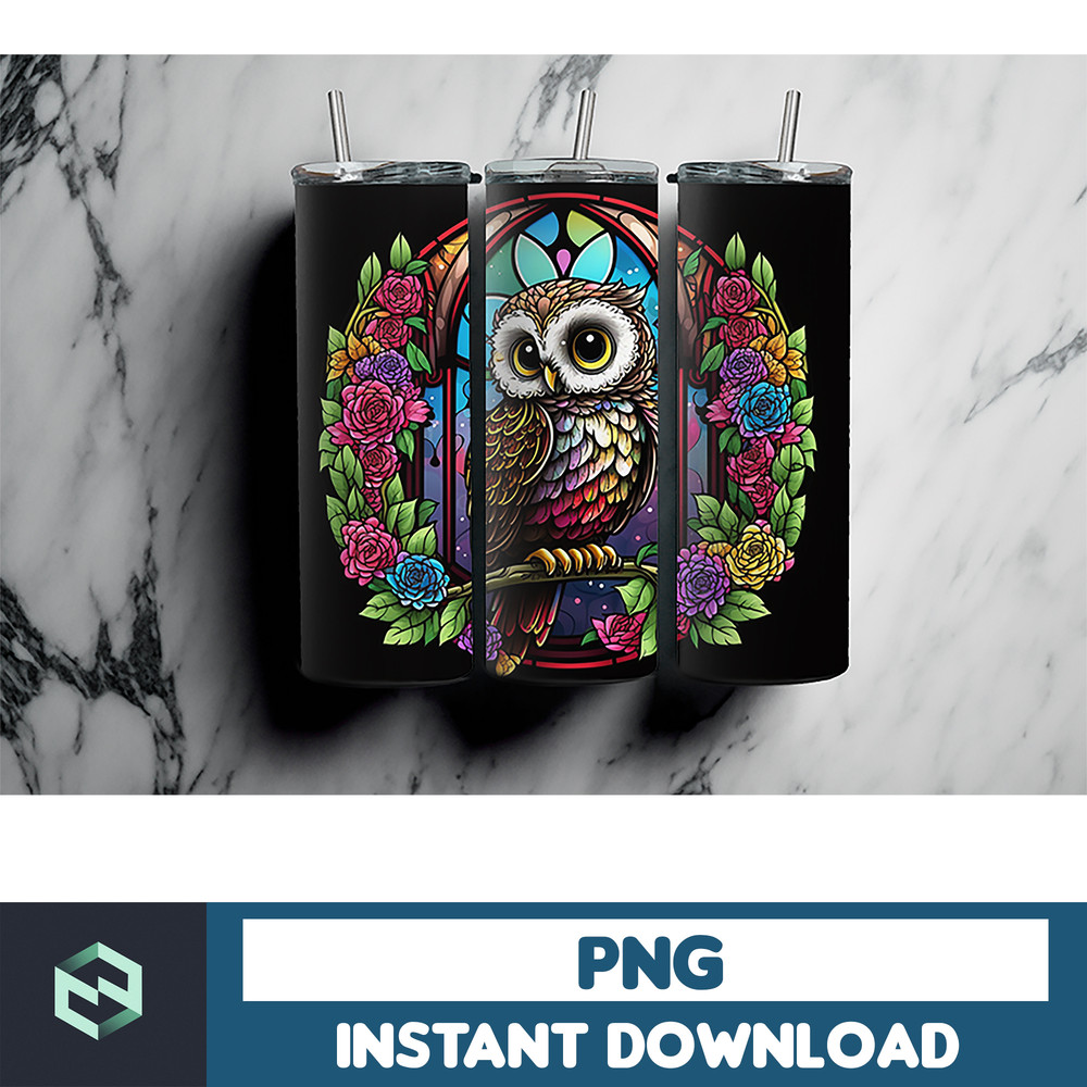 Owl Tumbler, 20 oz Skinny Tumbler Sublimation Design, Bright Neon, Digital Download, Straight & Tapered Tumbler Wrap PNG (78).jpg