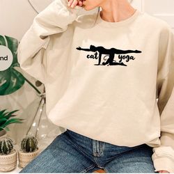 cat yoga sweatshirt, meditation long sleeve shirt, yoga gifts, inspirational hoodies and sweaters, positive hoodie, gift
