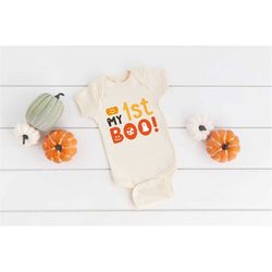 My First Boo Baby Onesie, Cute Ghost Shirt, Halloween Bodysuit, Fall Baby Clothes, My First Boo Toddler Shirt, Halloween