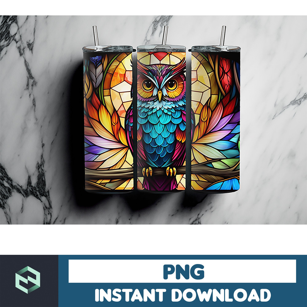 Owl Tumbler, 20 oz Skinny Tumbler Sublimation Design, Bright Neon, Digital Download, Straight & Tapered Tumbler Wrap PNG (84).jpg