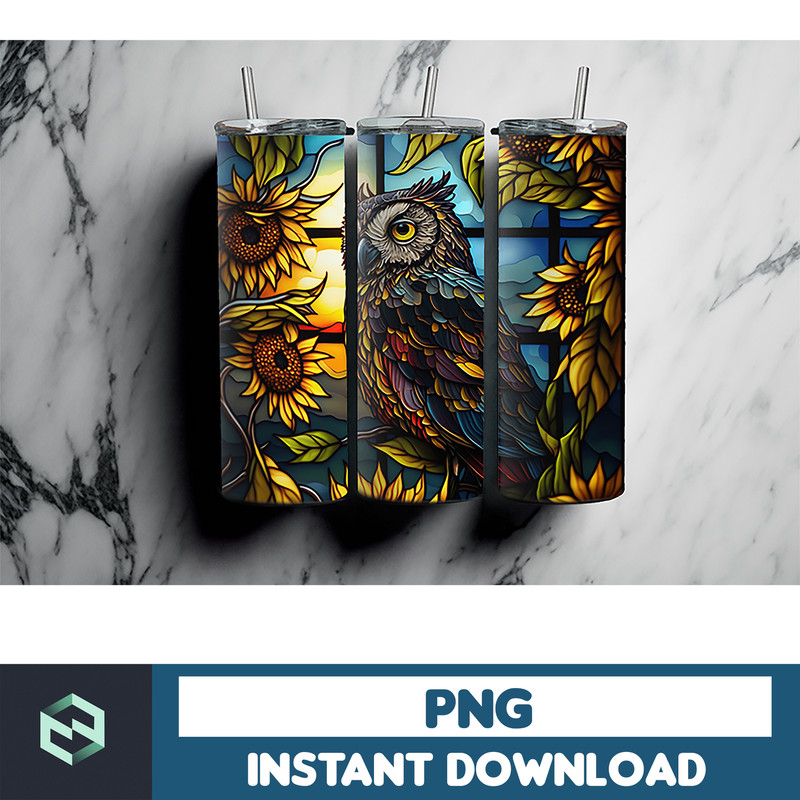 Owl Tumbler, 20 oz Skinny Tumbler Sublimation Design, Bright Neon, Digital Download, Straight & Tapered Tumbler Wrap PNG (85).jpg