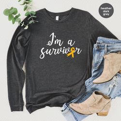 childhood cancer hoodies and sweaters, cancer survivor gifts, cancer ribbon crewneck sweatshirt, cancer awareness long s