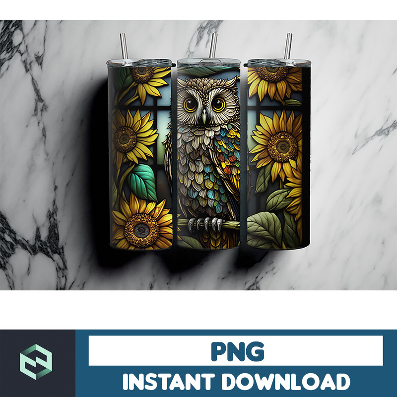 Owl Tumbler, 20 oz Skinny Tumbler Sublimation Design, Bright Neon, Digital Download, Straight & Tapered Tumbler Wrap PNG (86).jpg