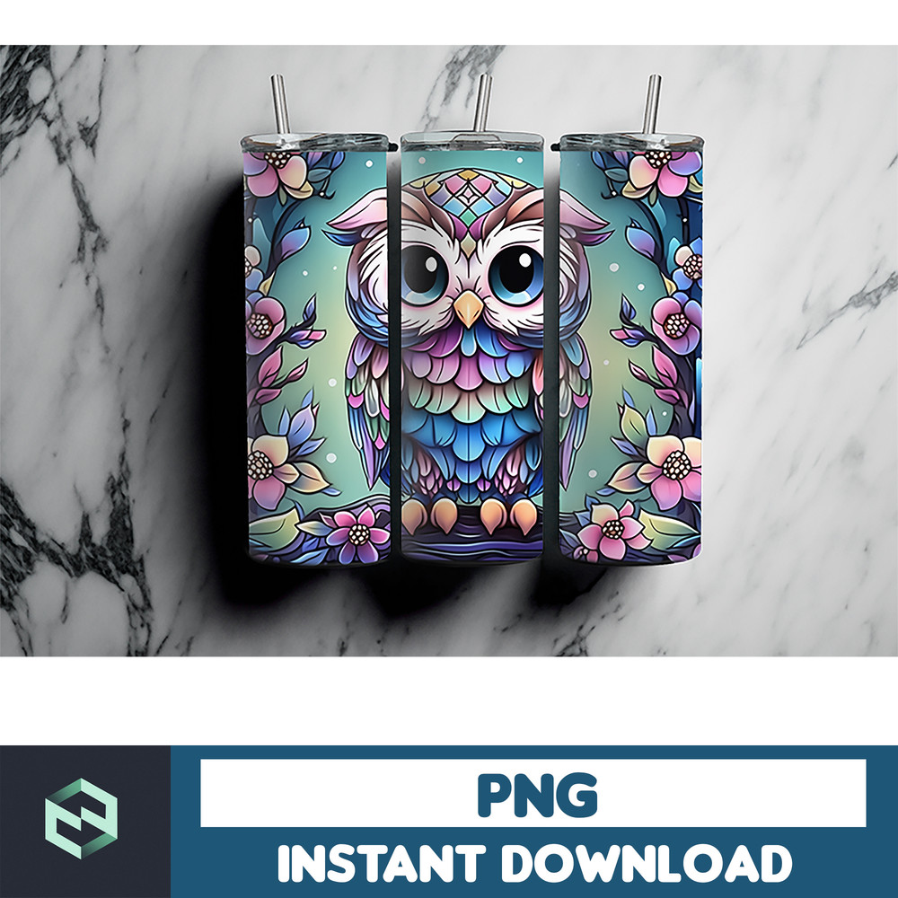 Owl Tumbler, 20 oz Skinny Tumbler Sublimation Design, Bright Neon, Digital Download, Straight & Tapered Tumbler Wrap PNG (89).jpg
