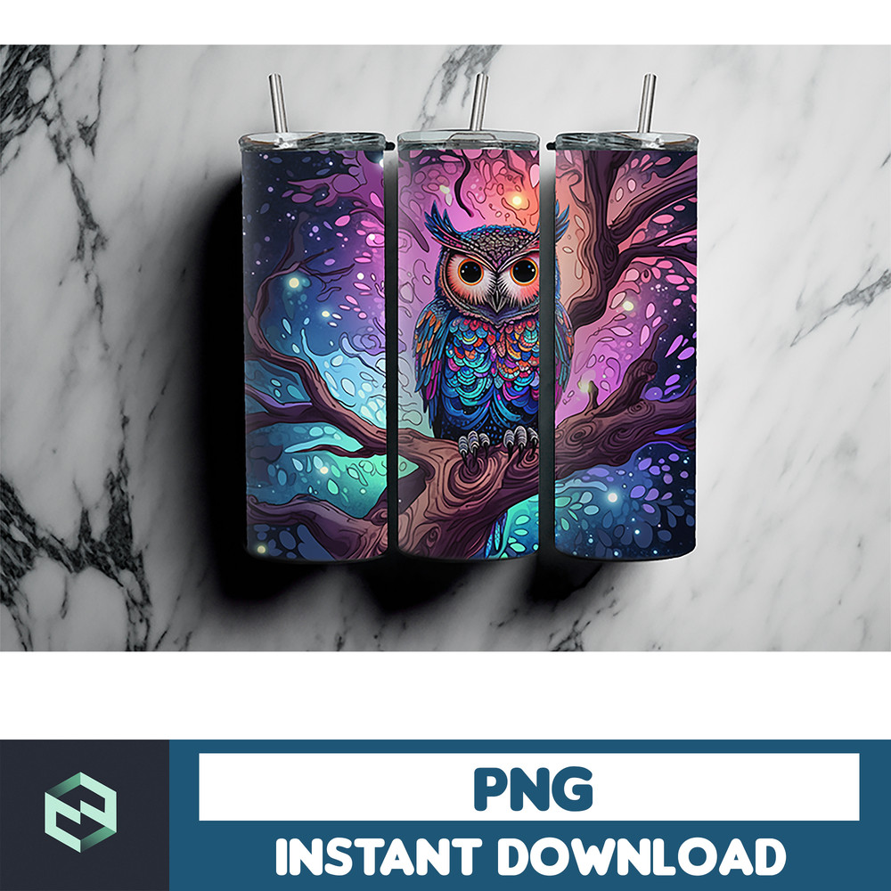 Owl Tumbler, 20 oz Skinny Tumbler Sublimation Design, Bright Neon, Digital Download, Straight & Tapered Tumbler Wrap PNG (9).jpg