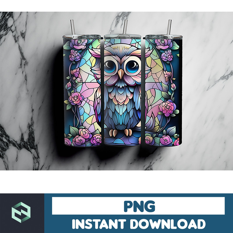 Owl Tumbler, 20 oz Skinny Tumbler Sublimation Design, Bright Neon, Digital Download, Straight & Tapered Tumbler Wrap PNG (90).jpg