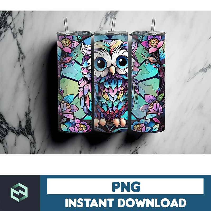 Owl Tumbler, 20 oz Skinny Tumbler Sublimation Design, Bright Neon, Digital Download, Straight & Tapered Tumbler Wrap PNG (93).jpg