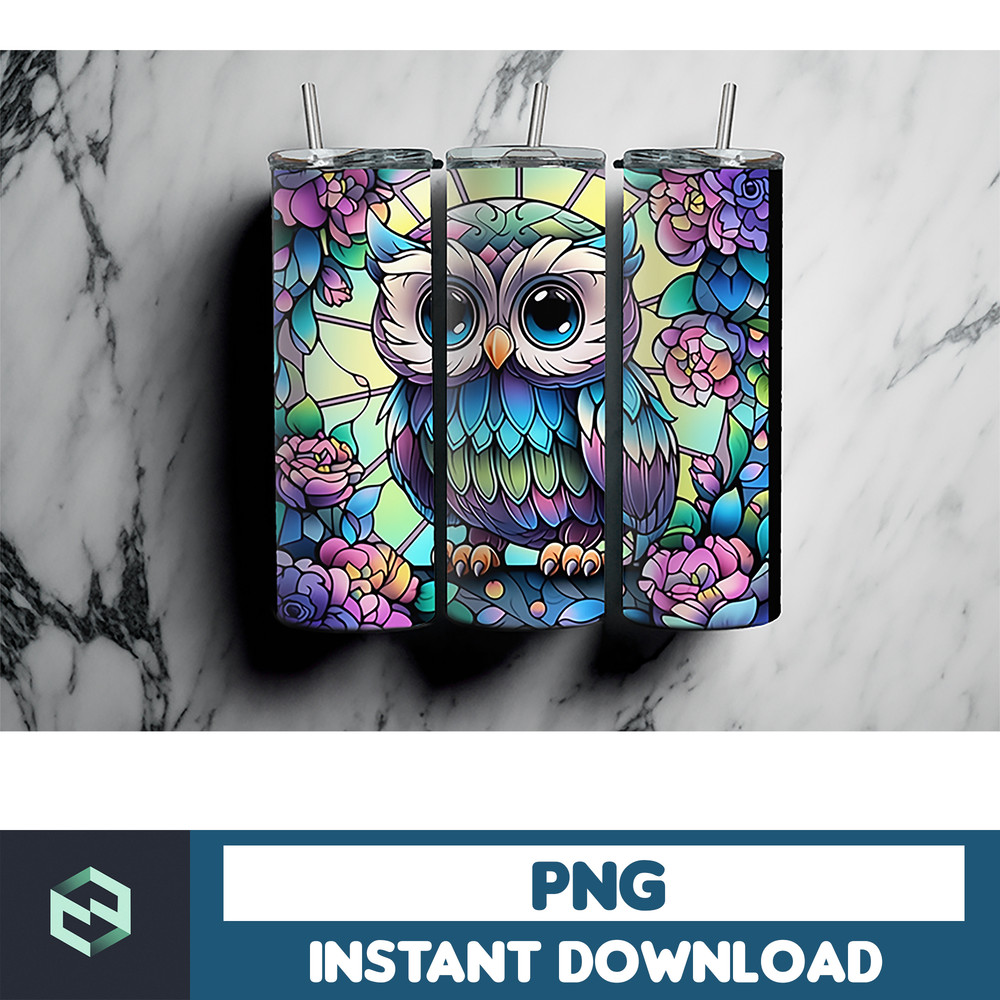 Owl Tumbler, 20 oz Skinny Tumbler Sublimation Design, Bright Neon, Digital Download, Straight & Tapered Tumbler Wrap PNG (94).jpg